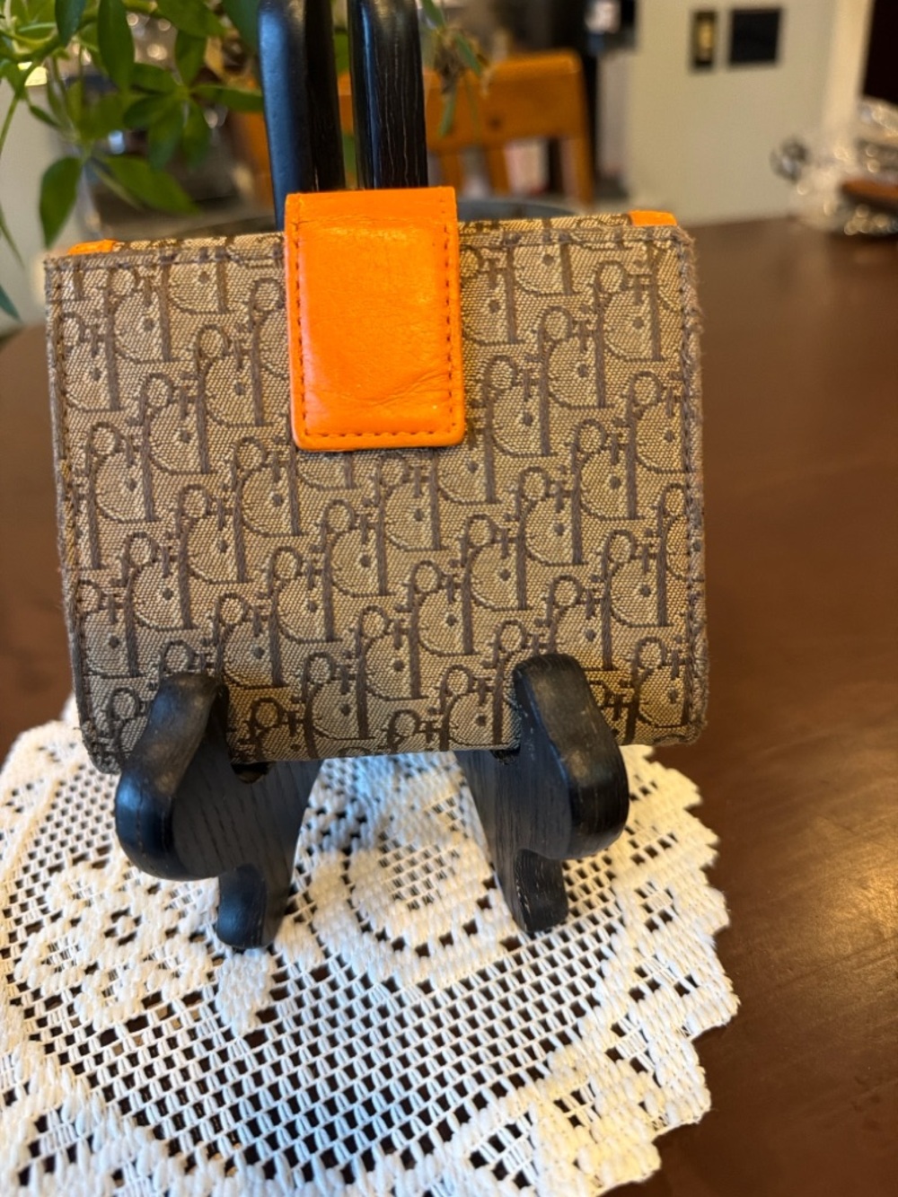 Dior Signature Canvas Small Wallet with Orange Trim - Picture 2 of 13
